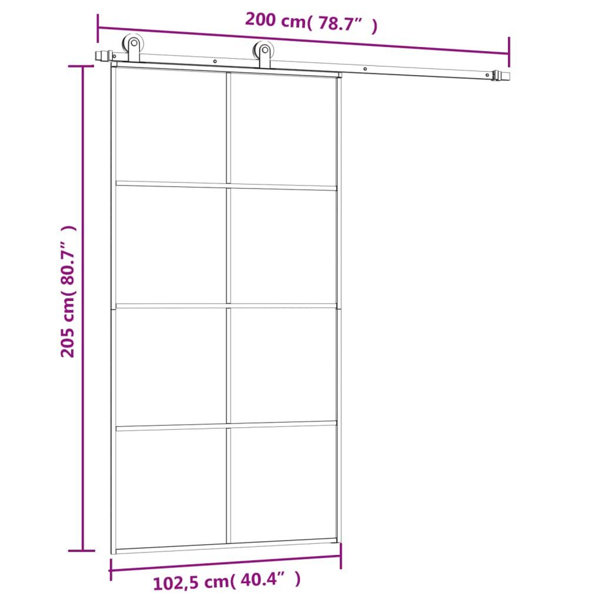 Voir la diapositive 6 : VIDAXL Porte coulissante et kit de quincaillerie 102,5x205cm Verre ESG