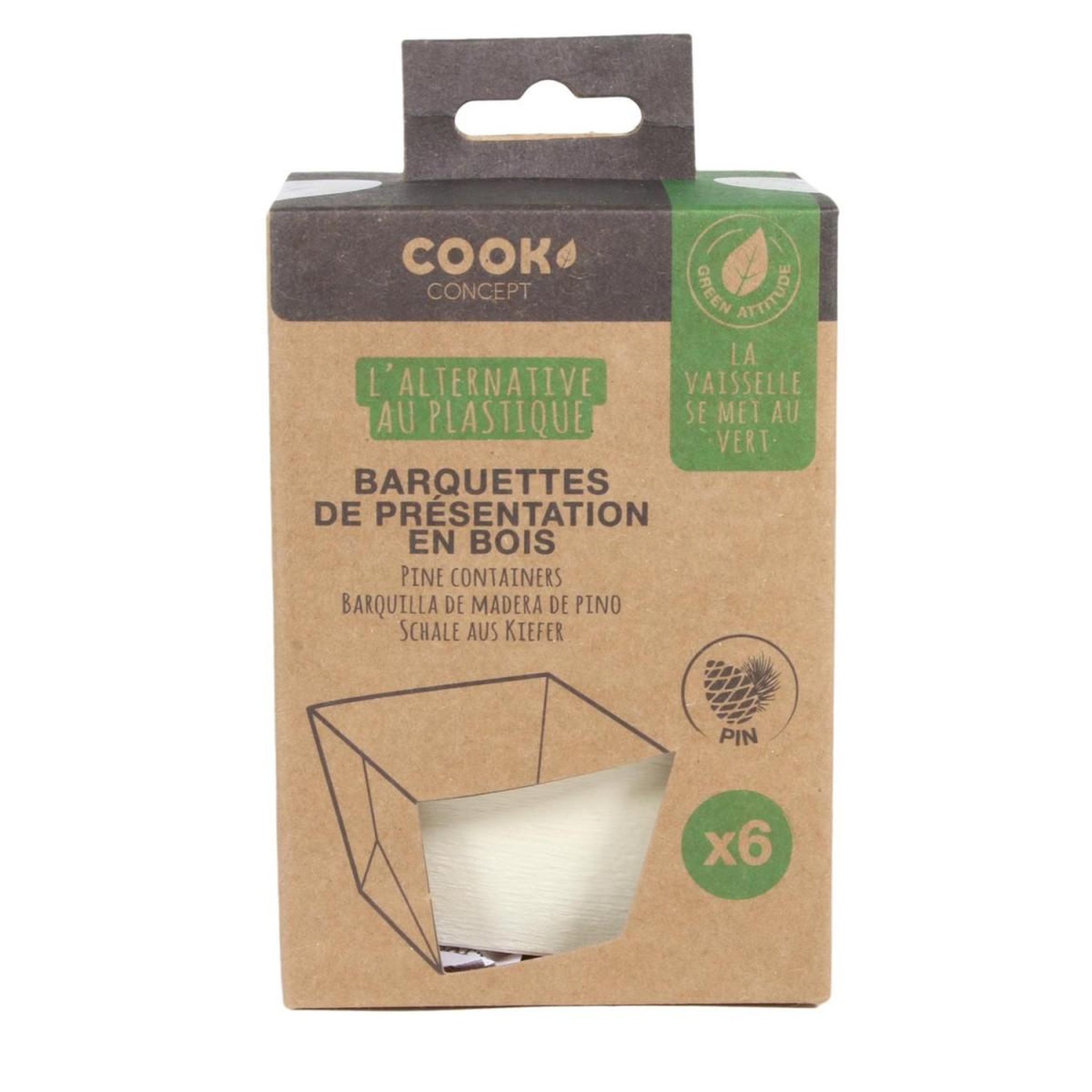 Voir la diapositive 6 : COOK CONCEPT Lot de 6 barquettes carton  snacking  7cm naturel