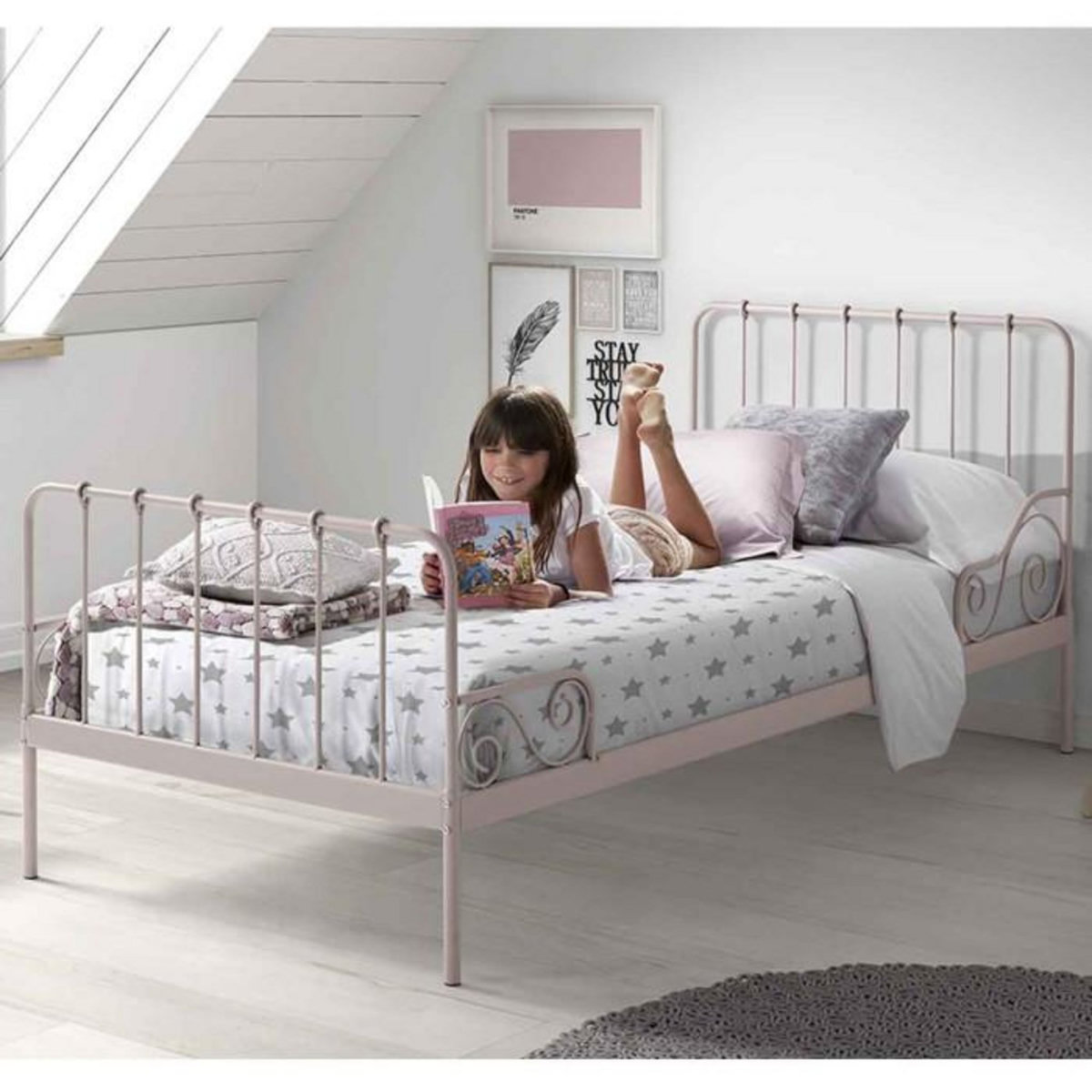 Paris Prix Lit Enfant  Alice  90x200cm Rose