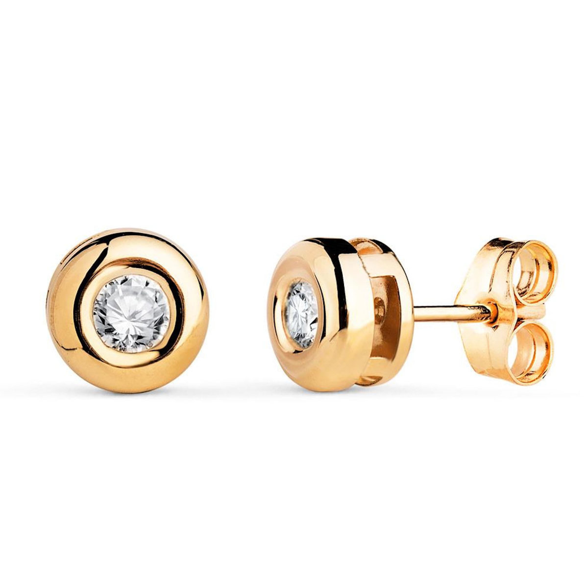 L'ATELIER D'AZUR Boucles d'Oreilles Solitaires Diamants de Synthèse 0.30 Carats - Or 18 Carats 750 Jaune