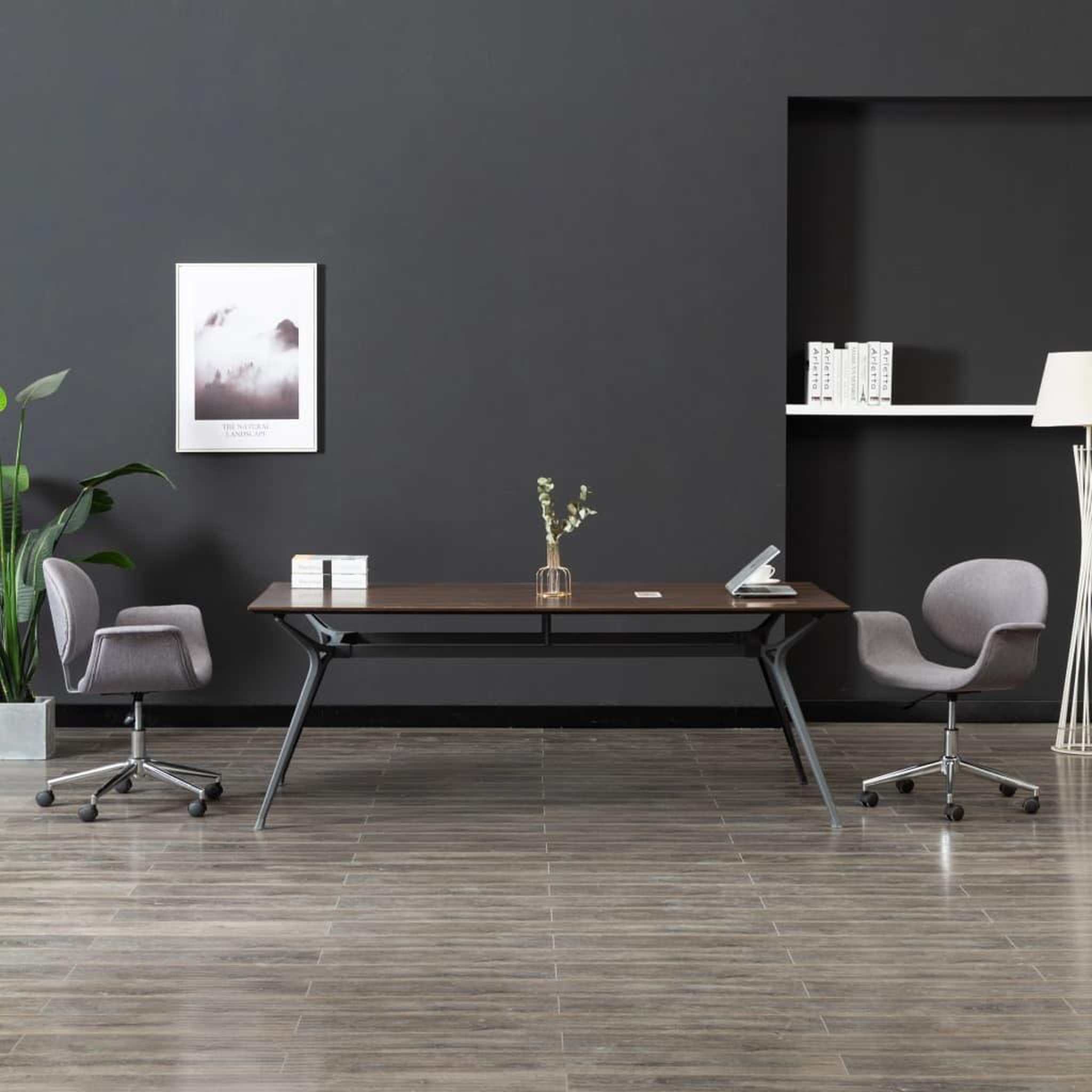 Voir la diapositive 1 : VIDAXL Chaise pivotante de bureau Gris Tissu