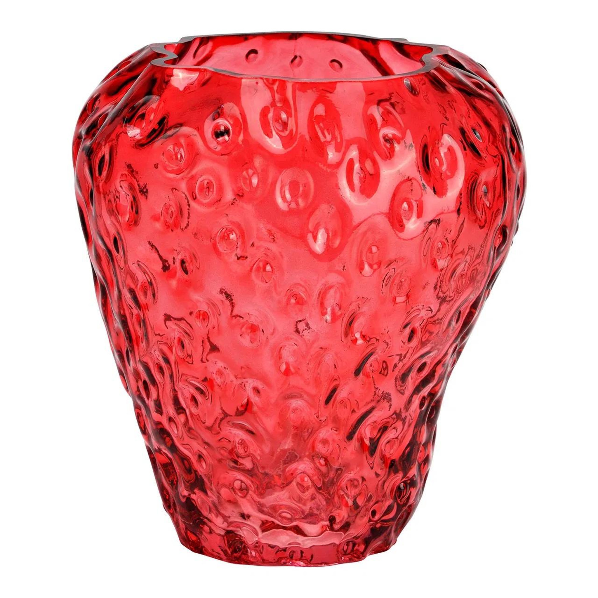 Eden Vase fraise en verre design et moderne