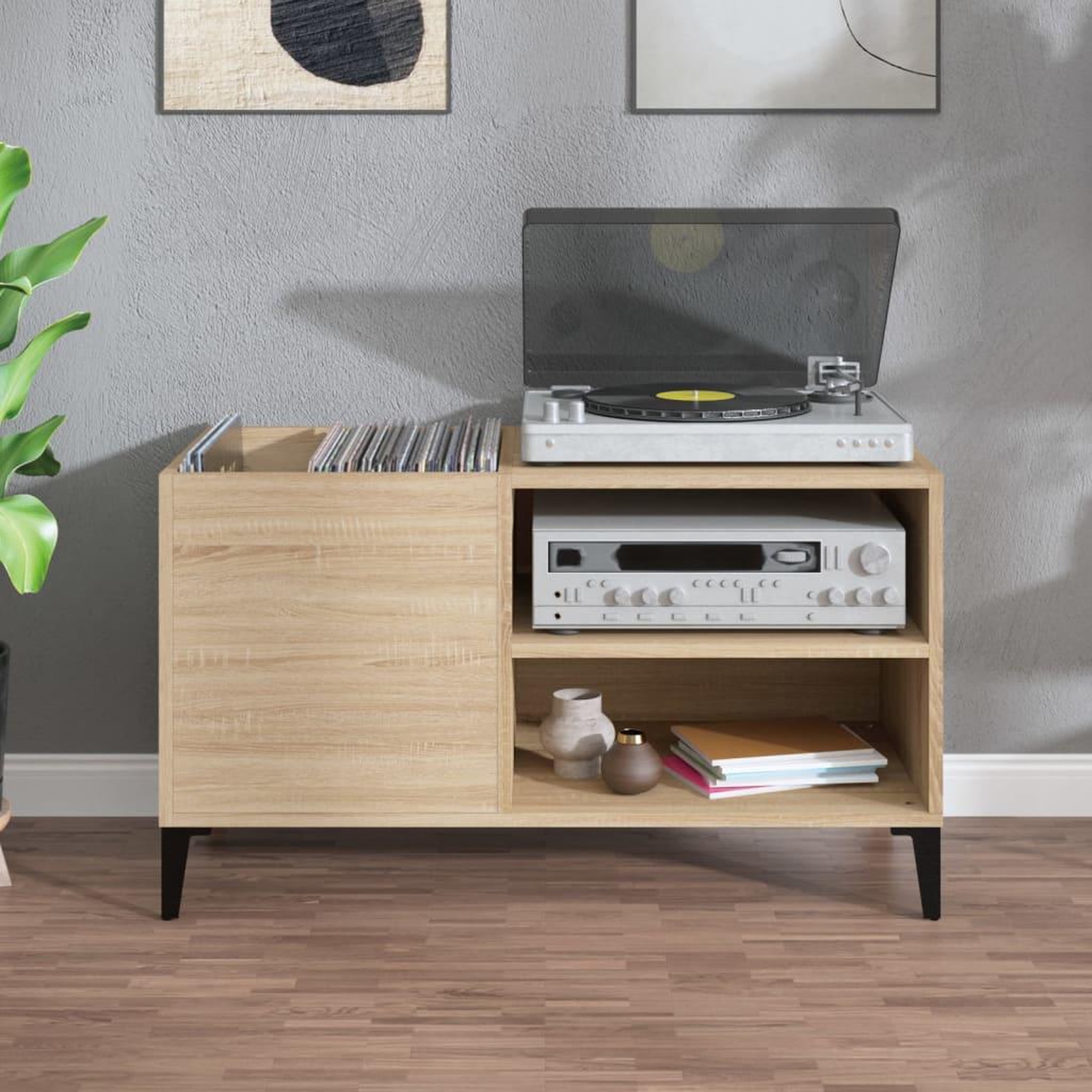 Voir la diapositive 3 : VIDAXL Armoire a disques chene sonoma 84,5x38x48 cm bois d'ingenierie