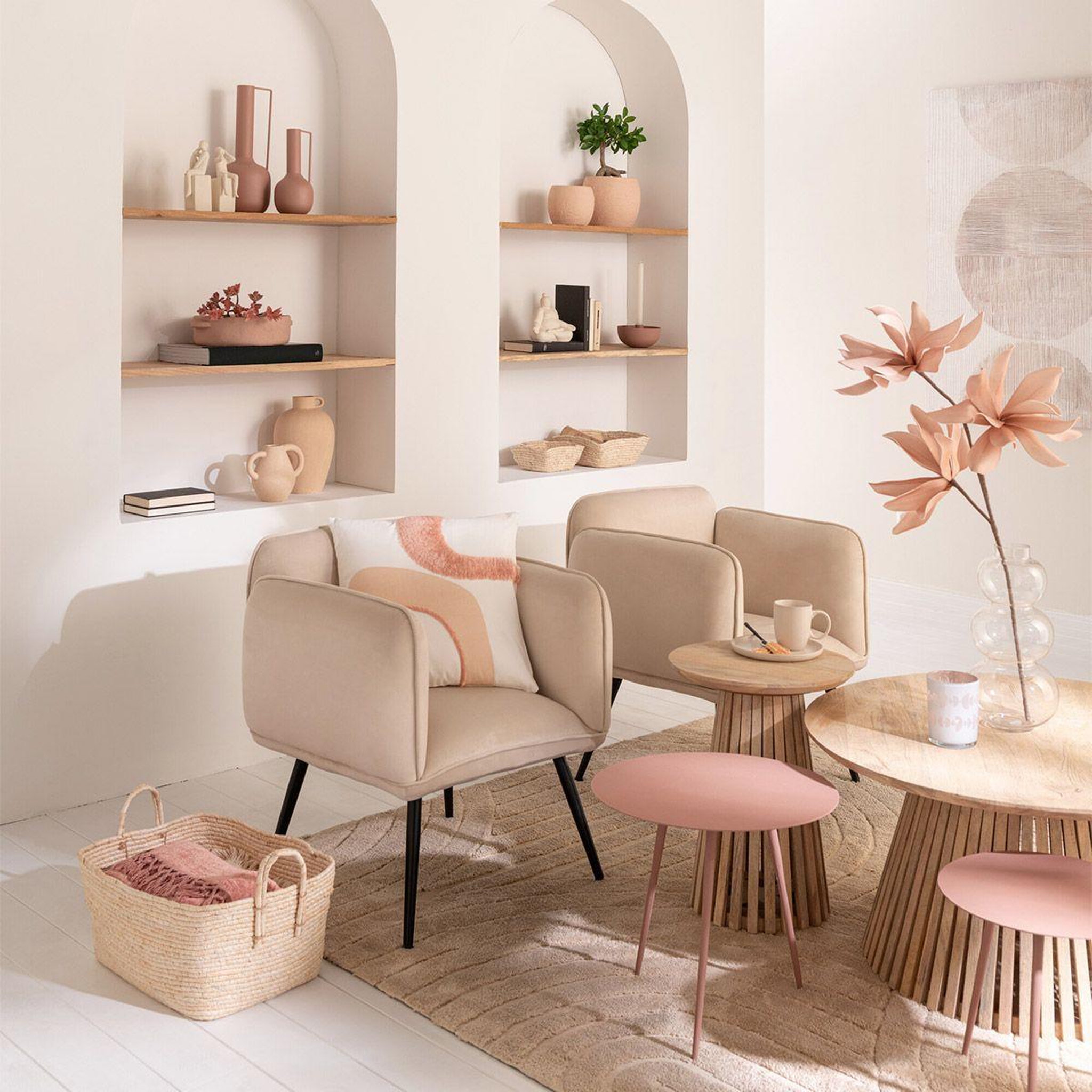 Voir la diapositive 4 : J-LINE Table d'appoint design en bois  vincent  40cm naturel