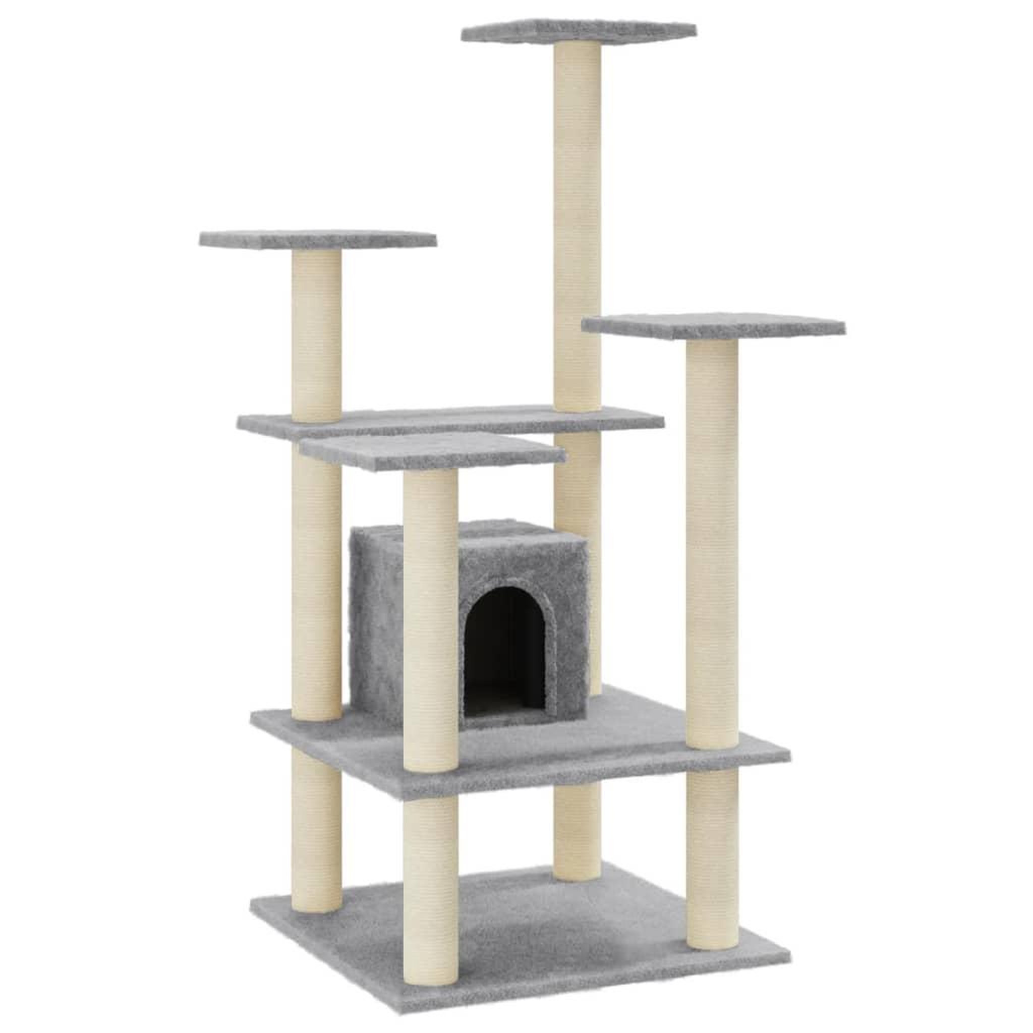 Voir la diapositive 2 : VIDAXL Arbre a chat avec griffoirs en sisal Gris clair 110 cm