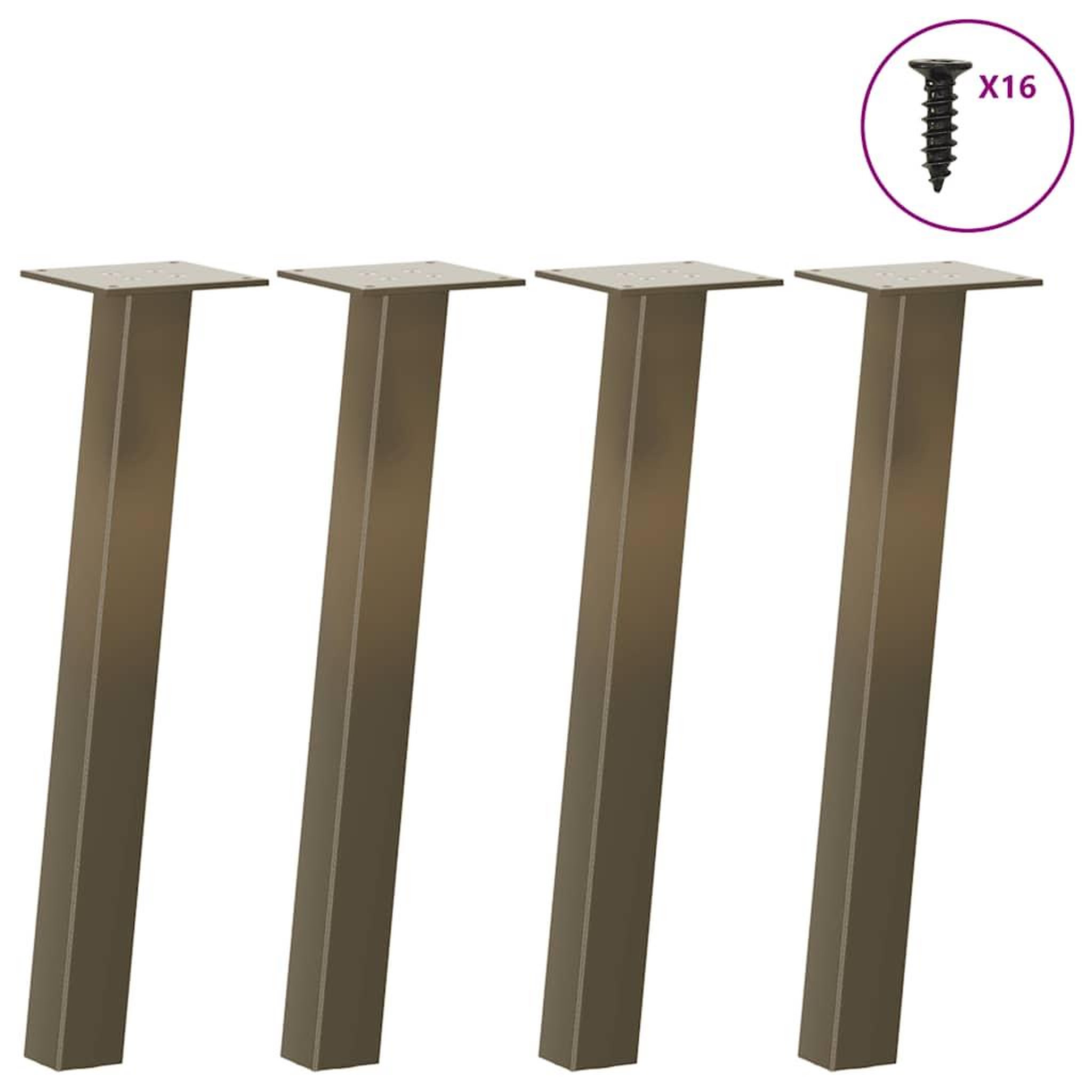 VIDAXL Pieds de table basse acier naturel 4 pcs 42 cm acier