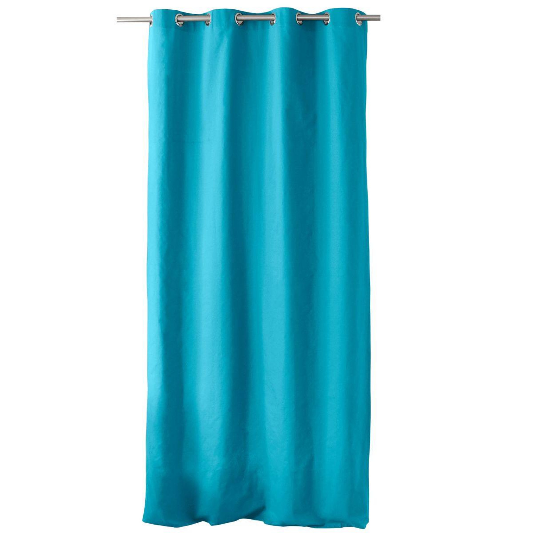 Voir la diapositive 4 : ENJOY HOME Rideau uni à œillets  panama  135x240cm turquoise