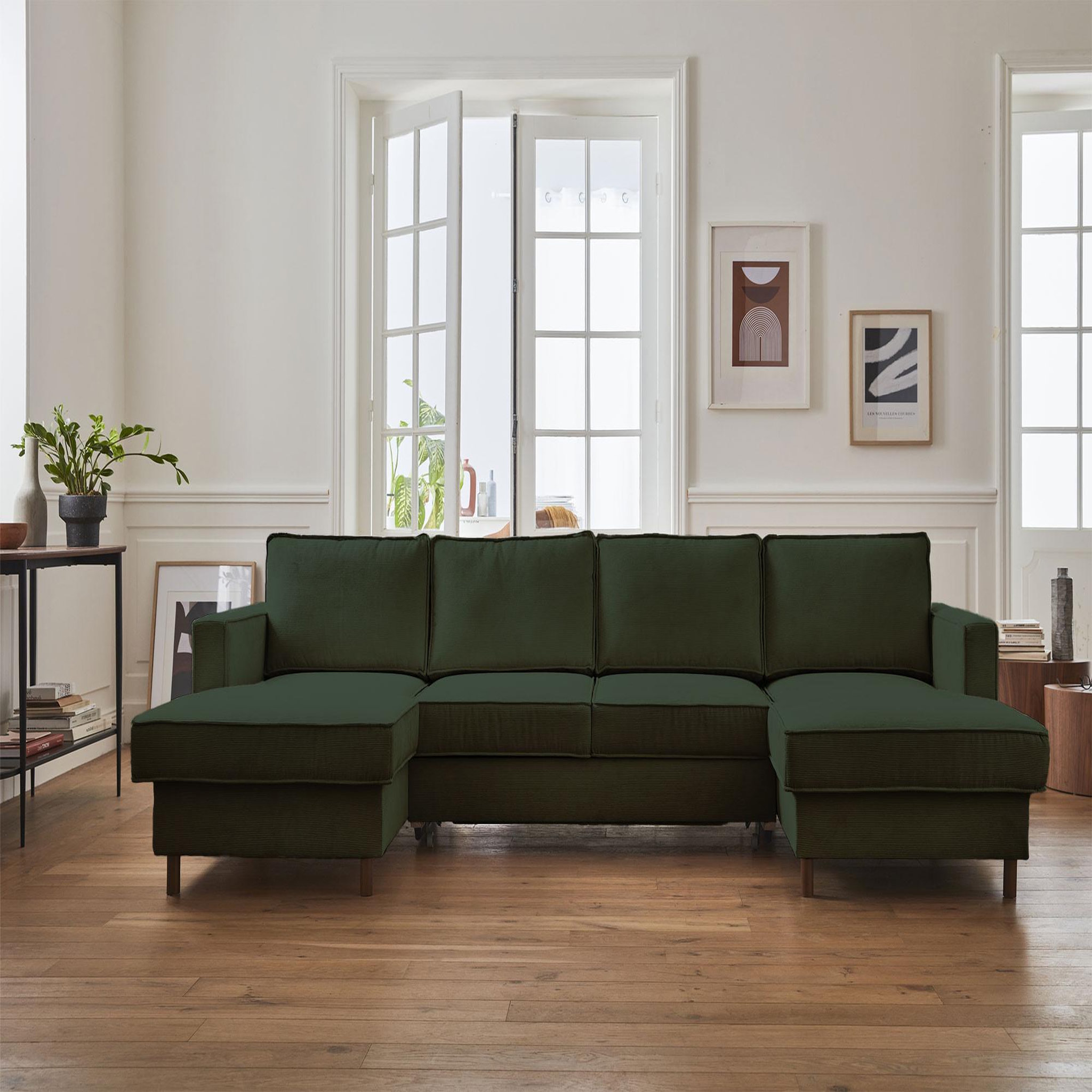 Voir la diapositive 6 : LISA DESIGN Jake - canapé panoramique en u - 7 places - convertible avec coffre - en velours côtelé