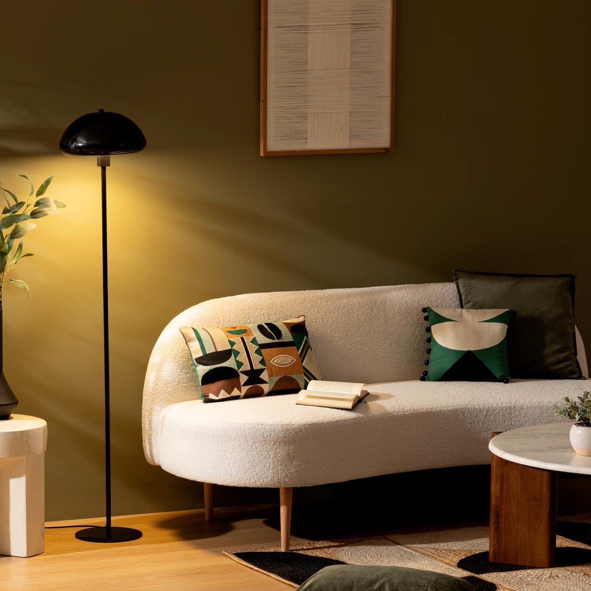 Voir la diapositive 5 : ATMOSPHERA Lampadaire droit champignon  savio  140cm noir