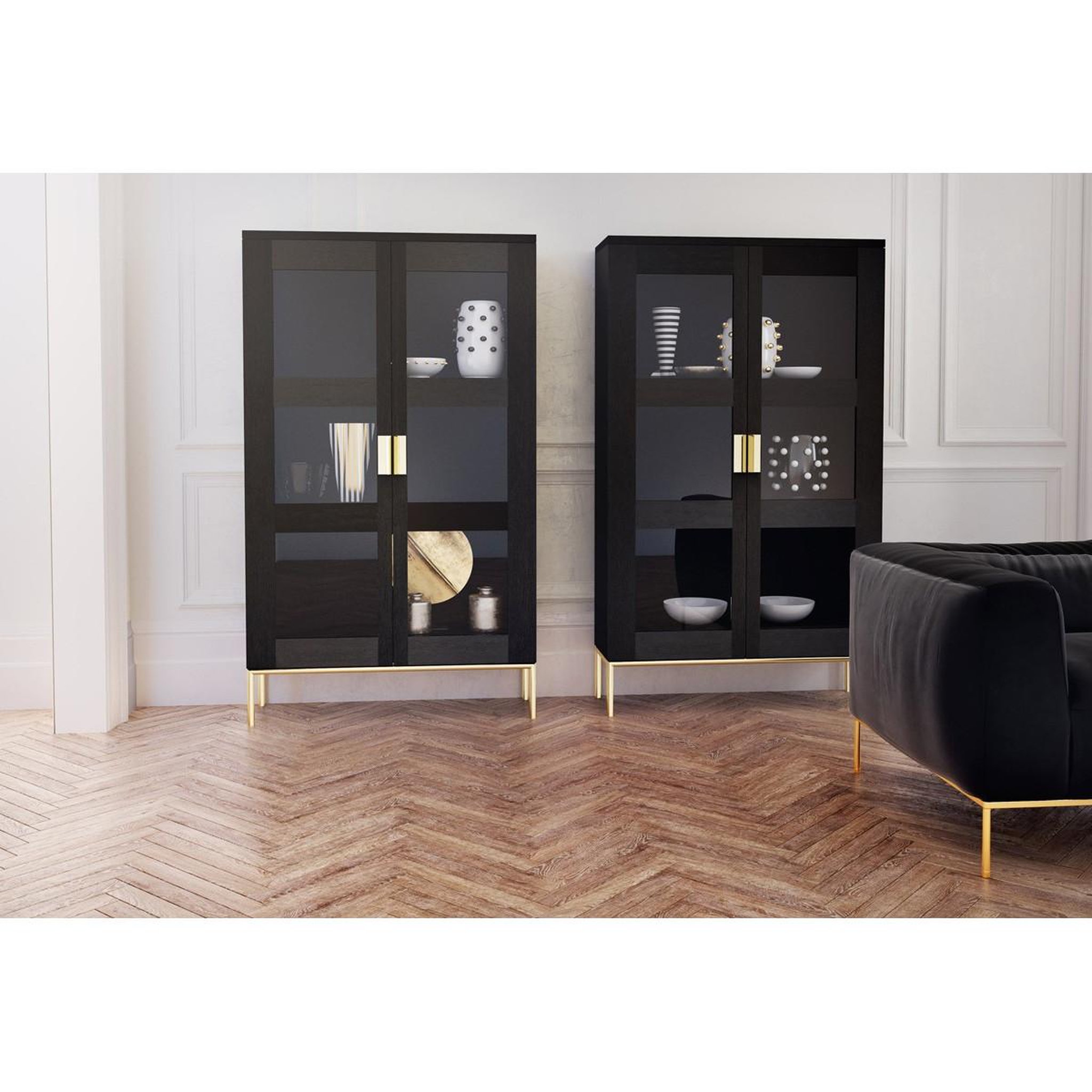 Voir la diapositive 6 : Paris Prix Vitrine design 2 portes  pimlico  148cm charbon