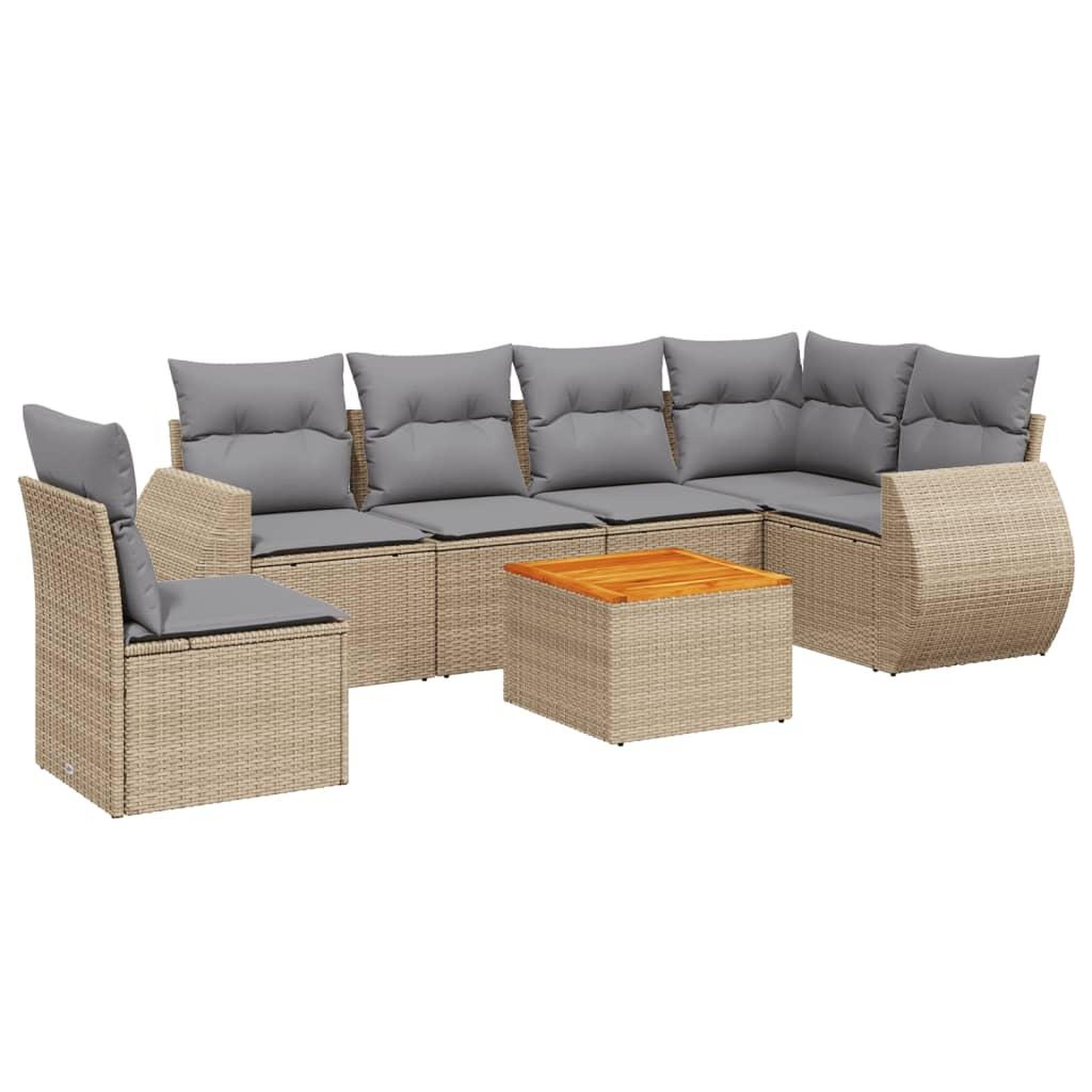 Voir la diapositive 2 : VIDAXL Salon de jardin avec coussins 7 pcs beige resine tressee