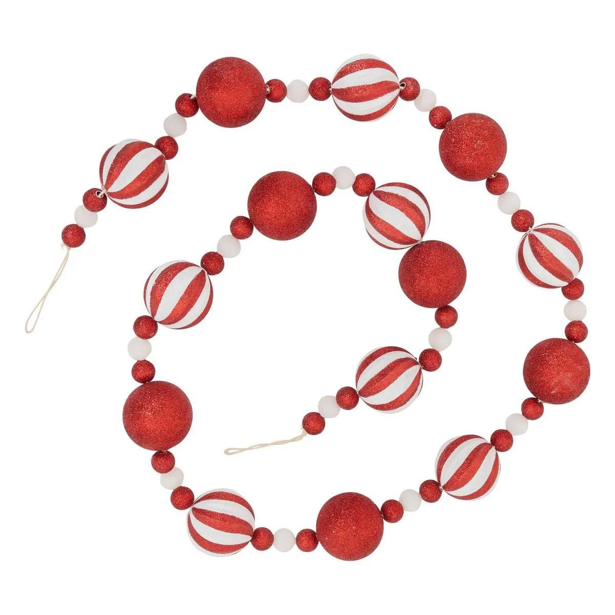 ATMOSPHERA Guirlande de noël  boules  185cm rouge & blanc