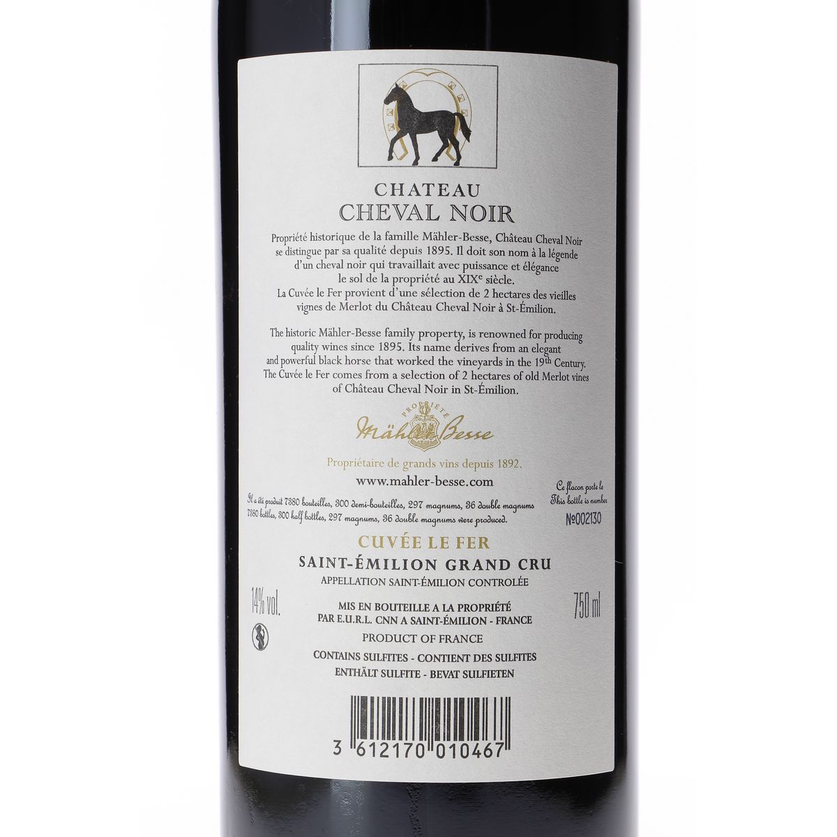 Château Cheval Noir Cuvée le Fer Saint-Emilion Rouge 2010