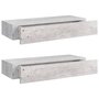 Voir la diapositive 2 : VIDAXL Etageres a tiroir murales 2 pcs Gris beton 60x23,5x10 cm MDF