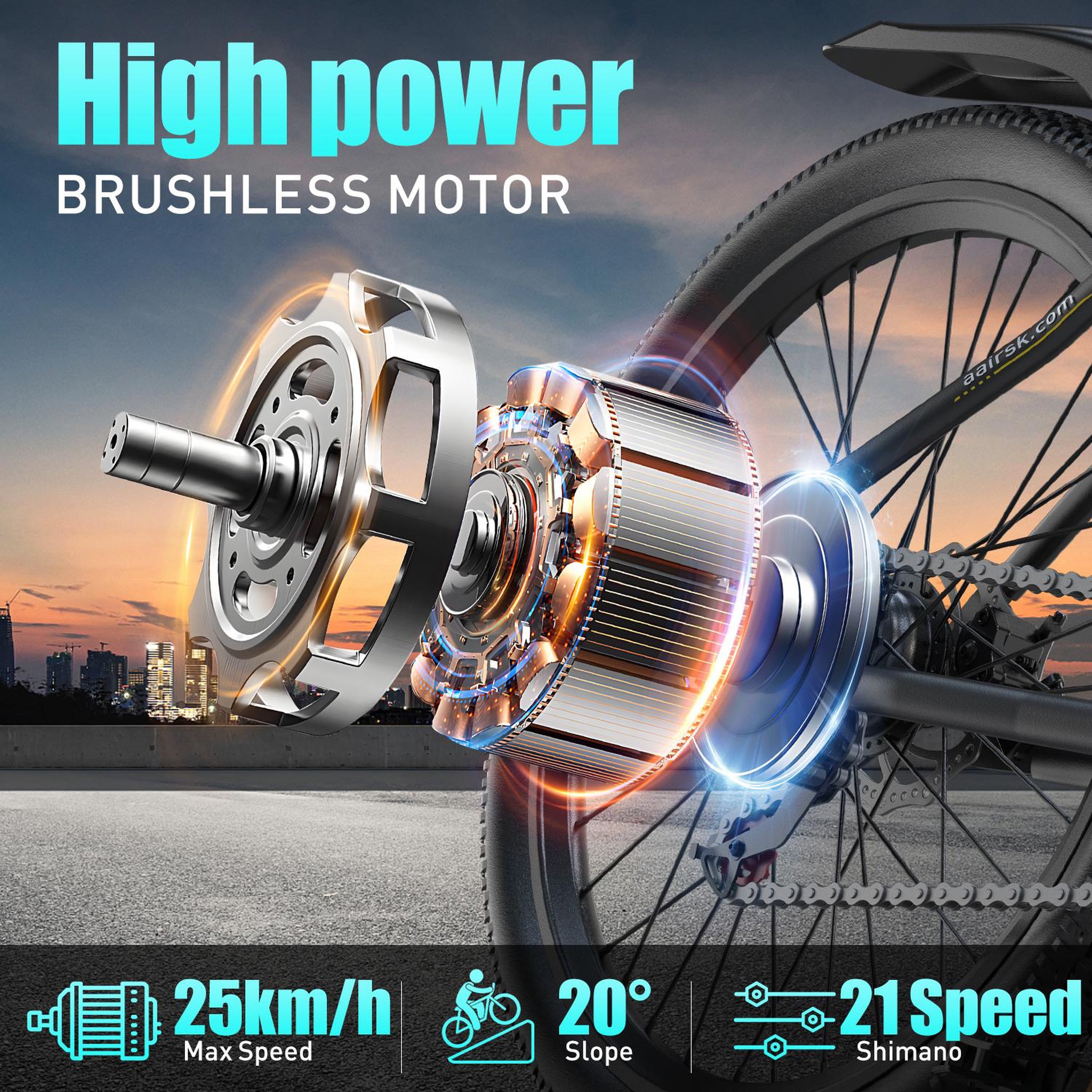 Voir la diapositive 6 : AAIRSK Vélo électrique Aairsk GT900, 26 po
