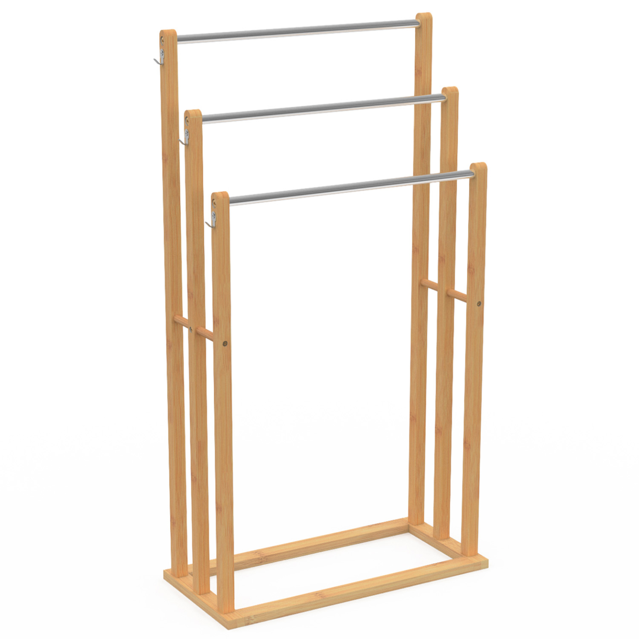 ID MARKET Porte-serviettes sur pied 3 niveaux RITA en bambou