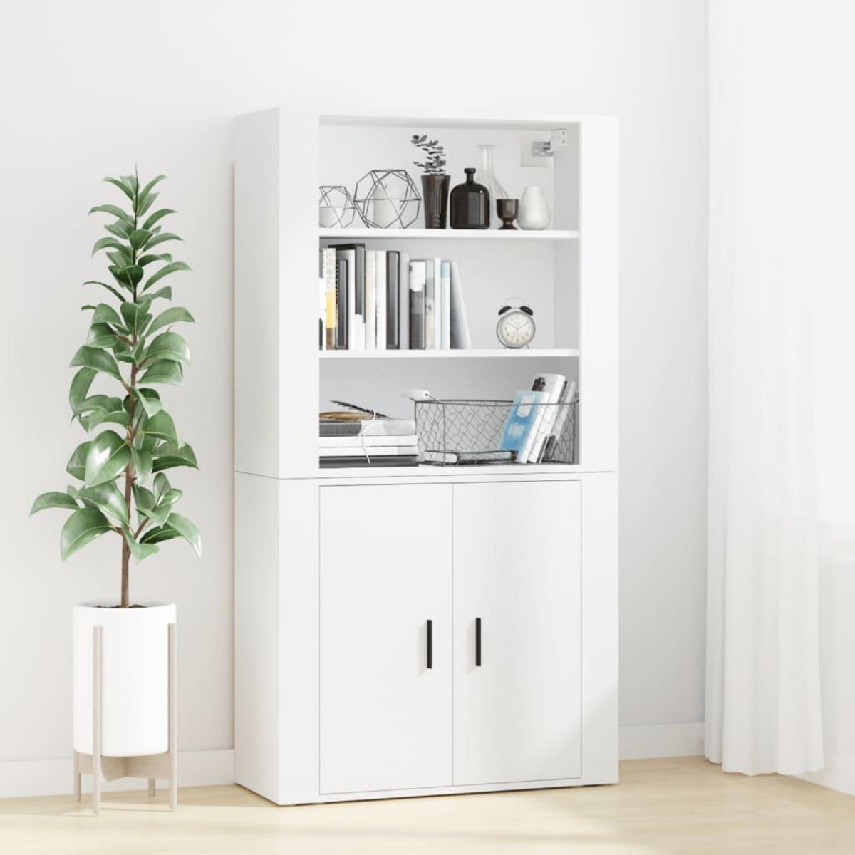 VIDAXL Buffet haut Blanc Bois d'ingenierie