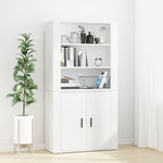 VIDAXL Buffet haut Blanc Bois d'ingenierie