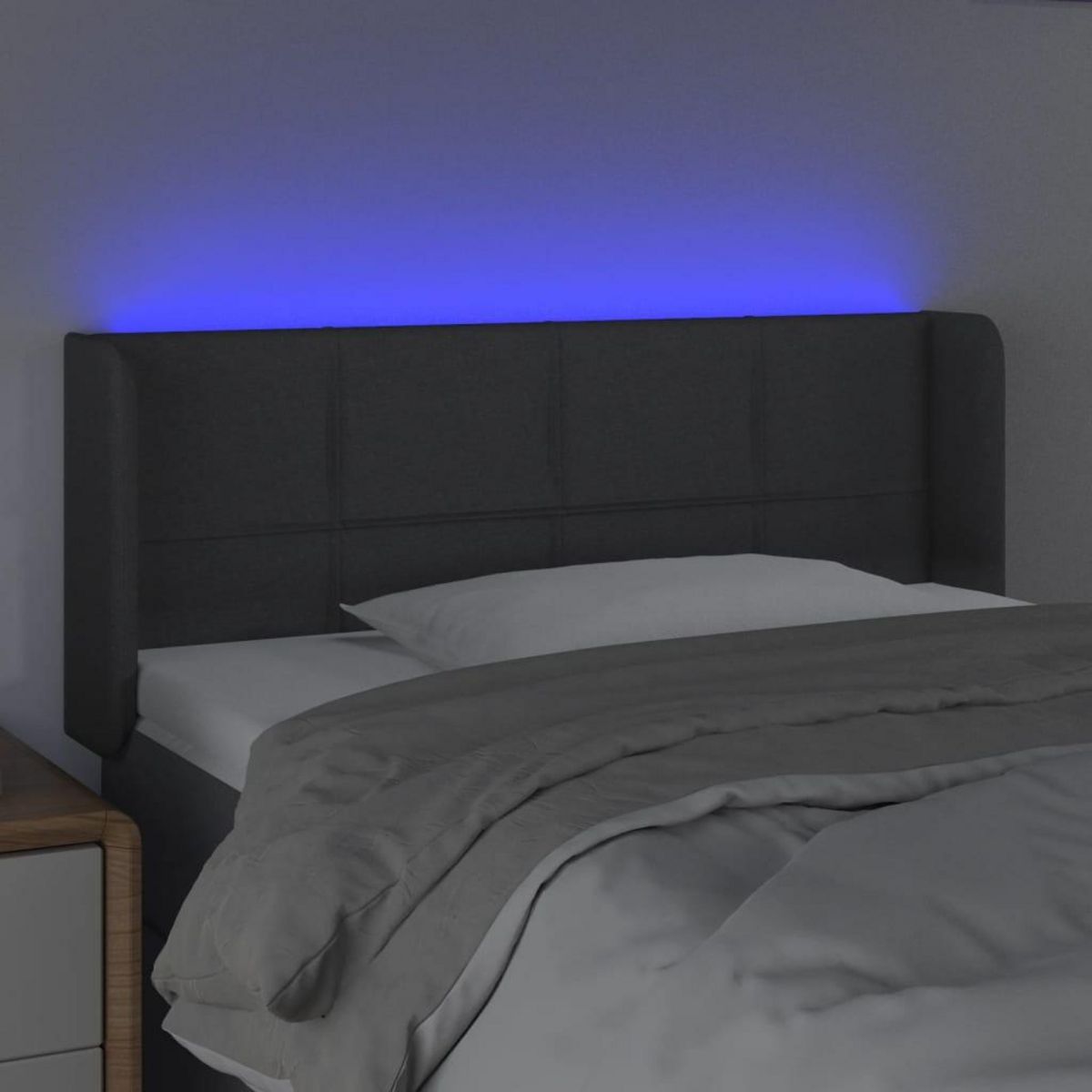 VIDAXL Tete de lit a LED Gris fonce 83x16x78/88 cm Tissu