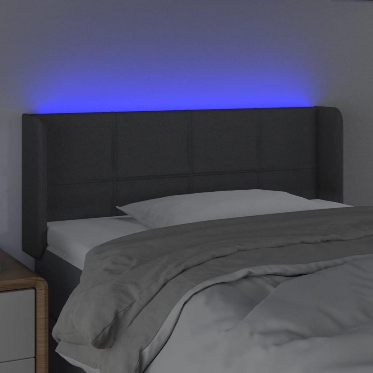 VIDAXL Tete de lit a LED Gris fonce 83x16x78/88 cm Tissu