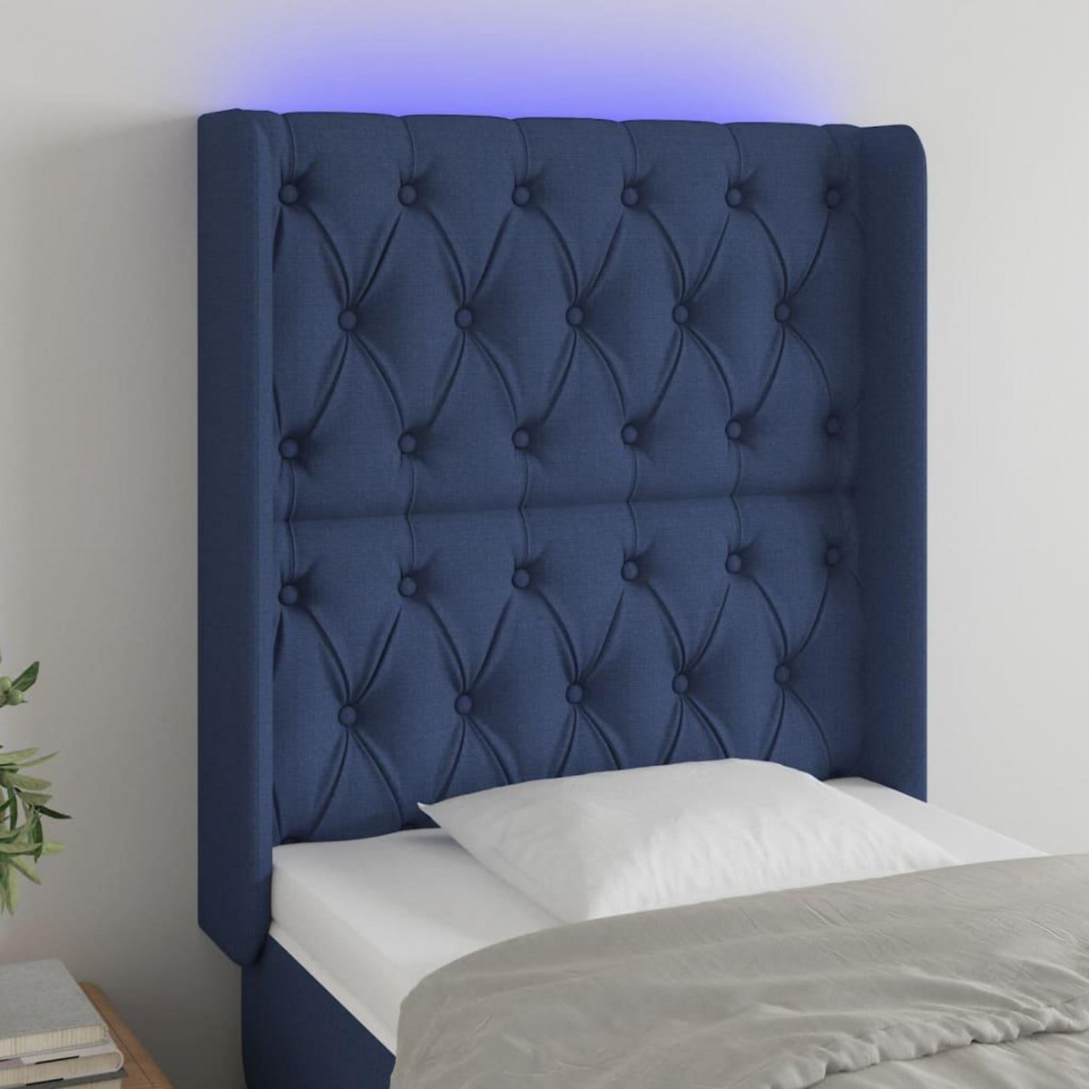 VIDAXL Tete de lit a LED Bleu 83x16x118/128 cm Tissu