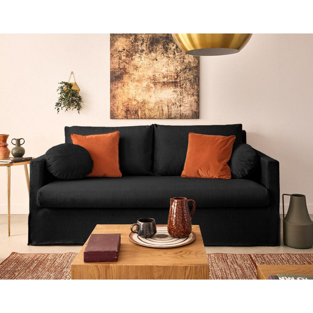 LISA DESIGN Serena - canapé droit déhoussable 3 places en velours