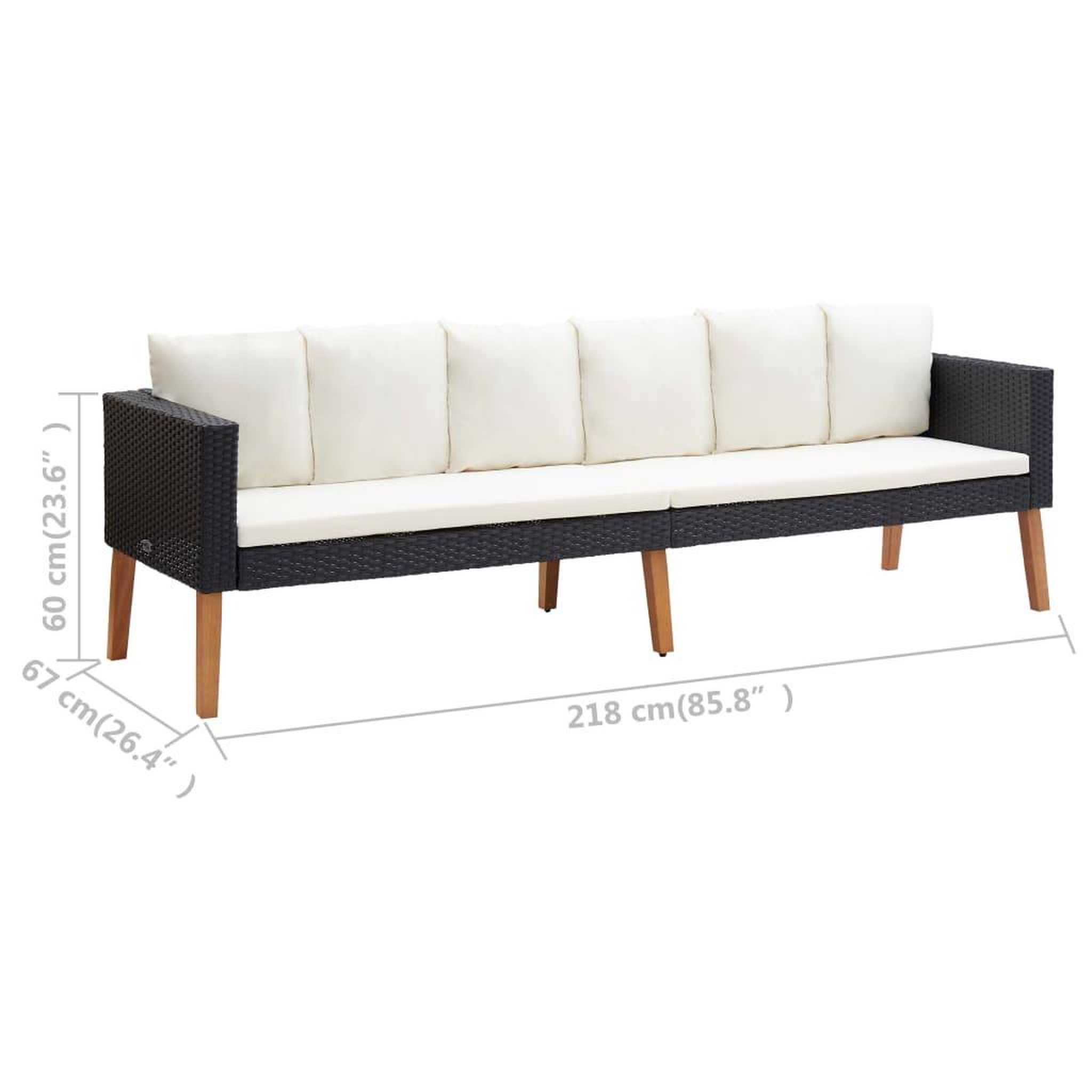 Voir la diapositive 6 : VIDAXL Salon de jardin 4 pcs avec coussins Resine tressee Noir