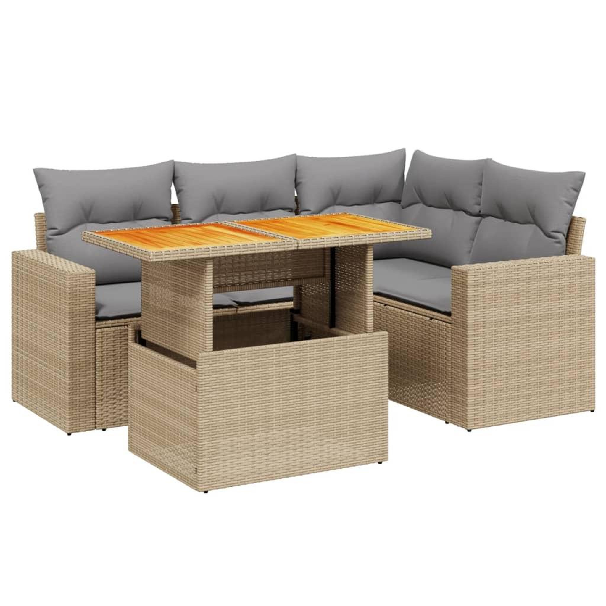 Voir la diapositive 2 : VIDAXL Salon de jardin avec coussins 5 pcs beige resine tressee