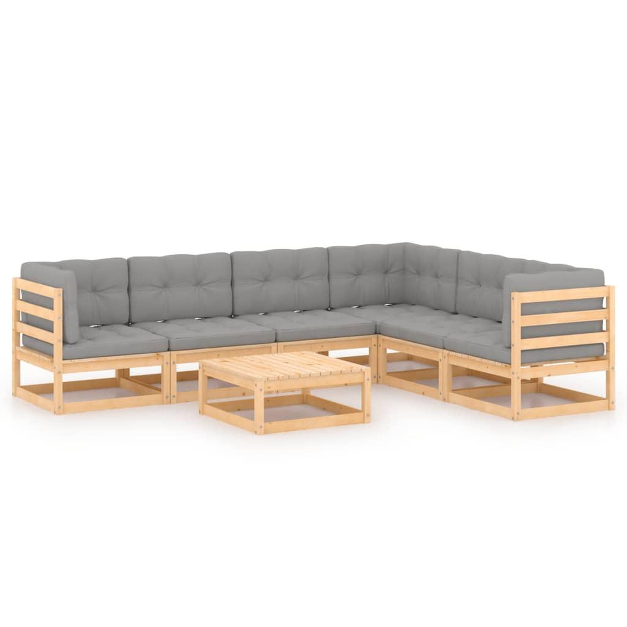 Voir la diapositive 2 : VIDAXL Salon de jardin 7 pcs avec coussins Bois de pin massif