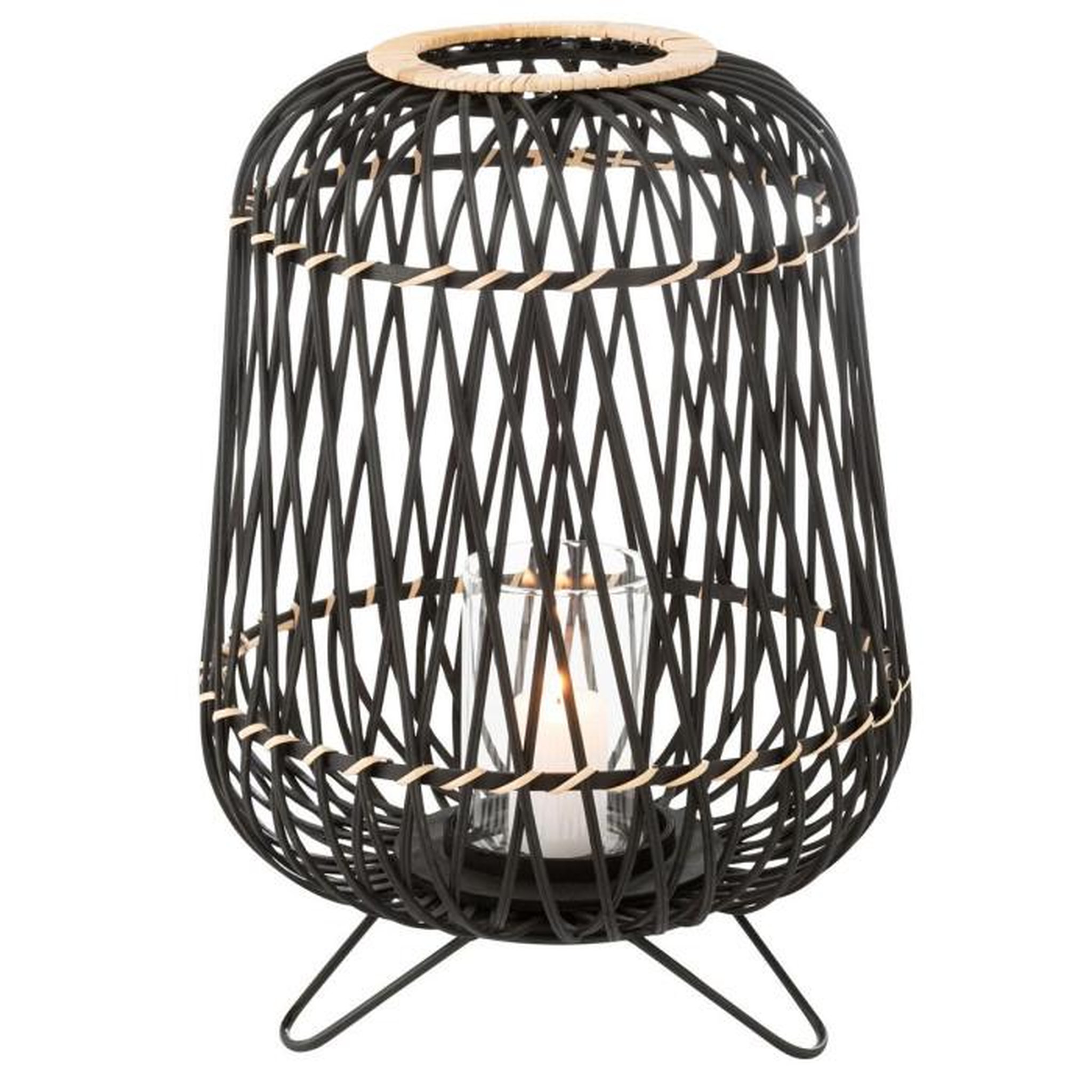 Voir la diapositive 2 : Paris Prix Lanterne Déco  Bambou sur Pied  49cm Noir