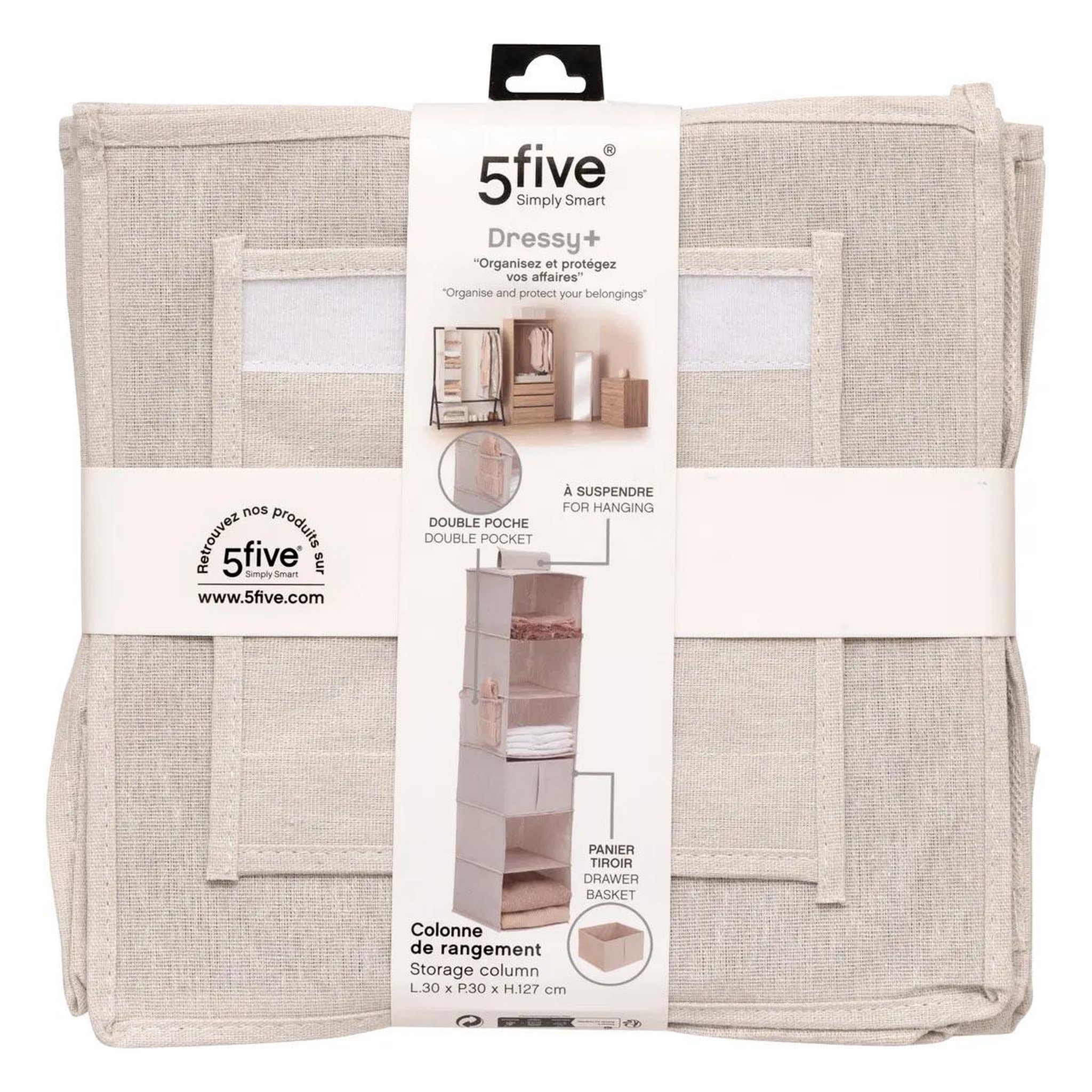 Voir la diapositive 5 : FIVE Colonne de Rangement à Suspendre  Dressy  127cm Beige