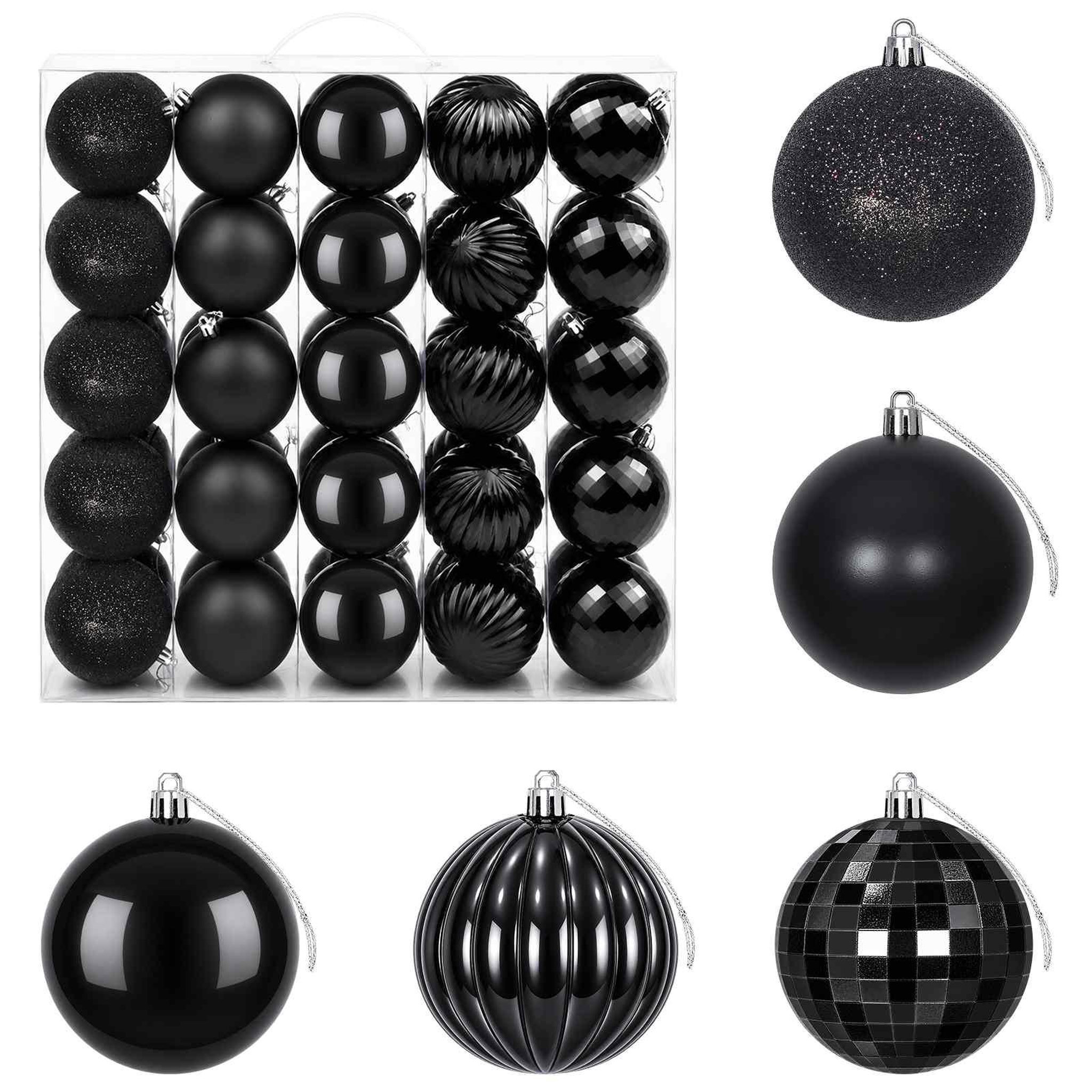 VIDAXL Ensemble de boules de Noël 50 pc Noir Diam. 8 cm Polystyrene