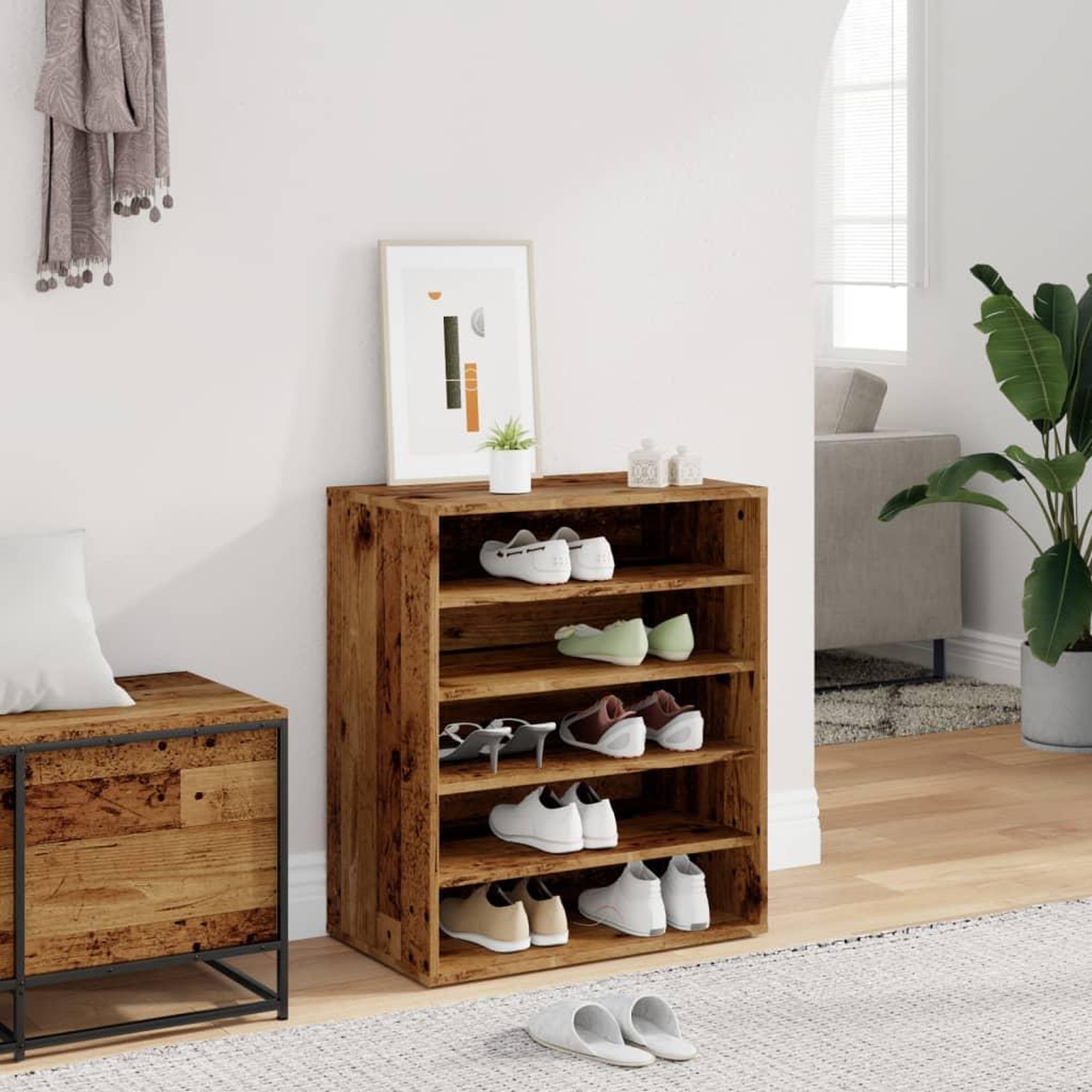 Voir la diapositive 3 : VIDAXL Armoire a chaussures vieux bois 60x35x70 cm bois d'ingenierie