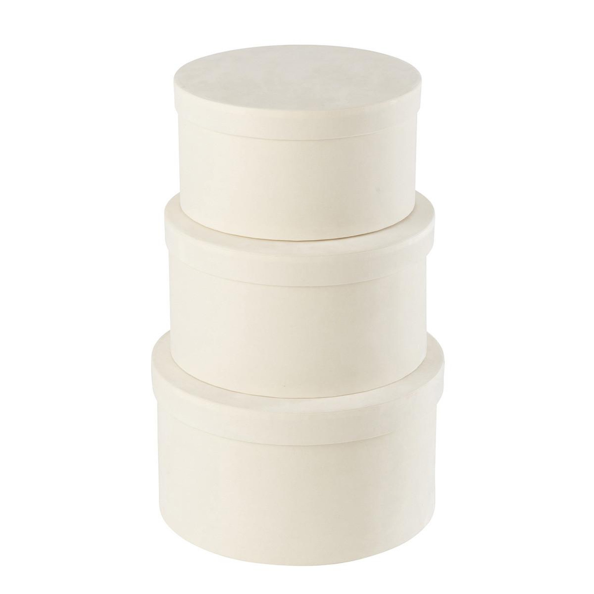 Voir la diapositive 2 : J-LINE Lot de 3 boîtes de rangement rondes plates  vaughn  32cm blanc
