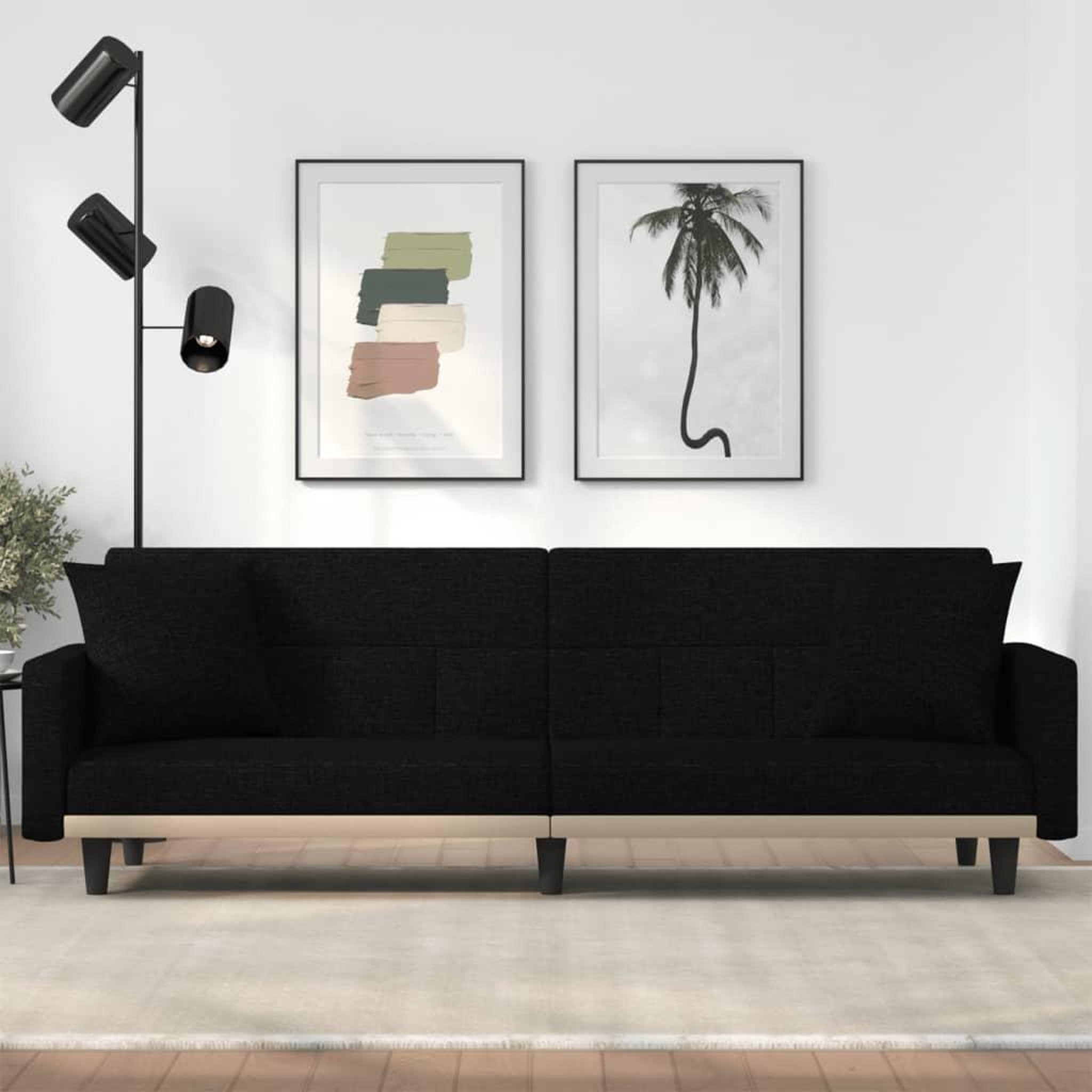 Voir la diapositive 1 : VIDAXL Canape-lit avec coussins noir tissu