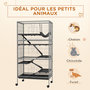 Voir la diapositive 4 : PAWHUT Cage rongeurs 4 plateformes 3 rampes 4 portes dim. 80L x 52l x 159H cm acier gris moucheté noir