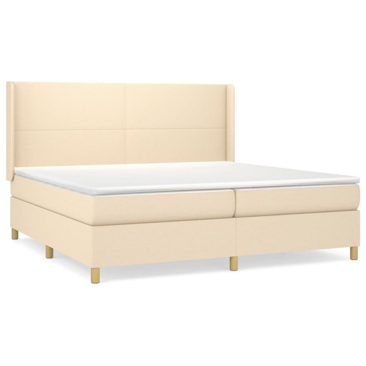VIDAXL Sommier a lattes de lit avec matelas Creme 200x200 cm Tissu