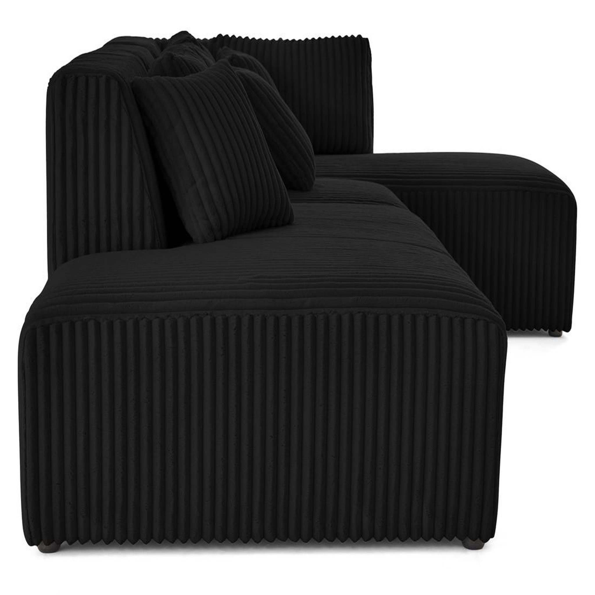 Voir la diapositive 3 : LISA DESIGN Victoire - canapé modulable d'angle droit 5 places en velours côtelé grosses côtes