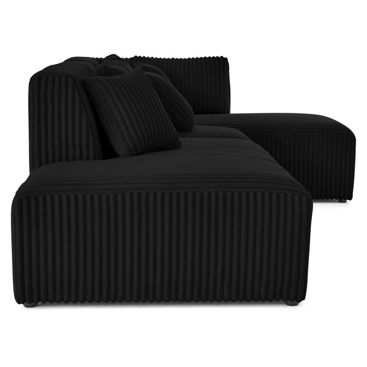 LISA DESIGN Victoire - canapé modulable d'angle droit 5 places en velours côtelé grosses côtes