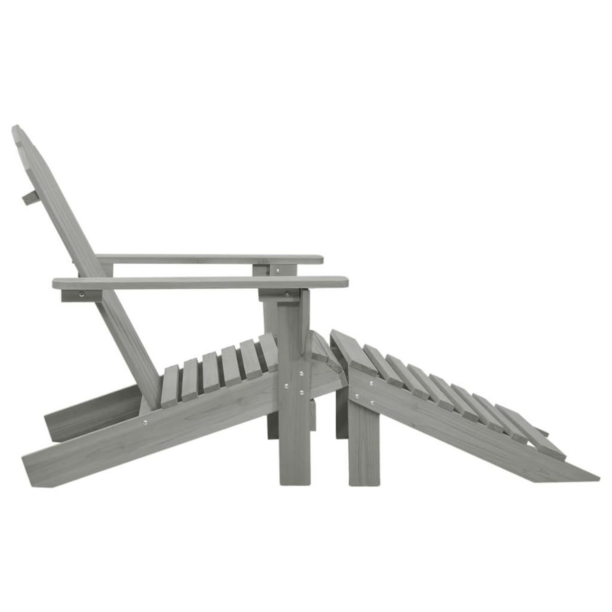 VIDAXL Chaise de jardin avec pouf Bois Gris