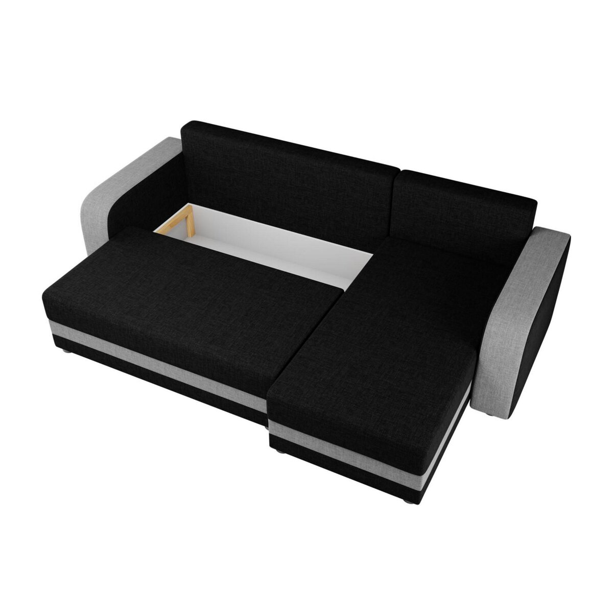 BEST MOBILIER Harvey - canapé d'angle réversible 4 places convertible avec coffre en tissu bicolore