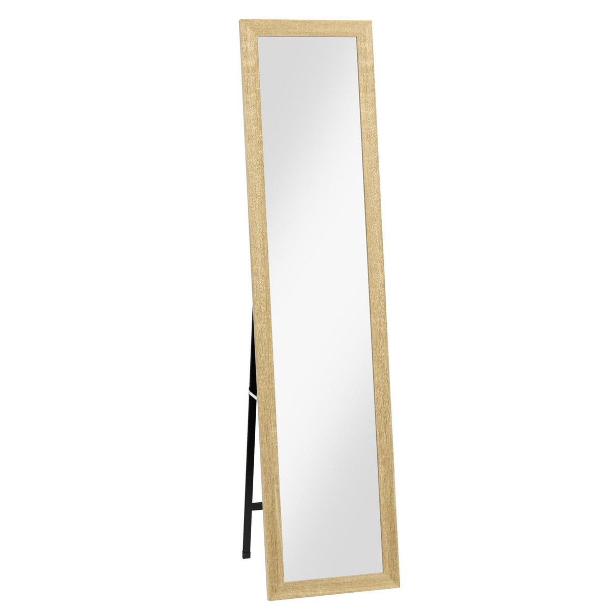 HOMCOM Miroir sur pied et mural rectangulaire dim. 37L x 40l x 157H cm piètement métal noir aspect chêne clair