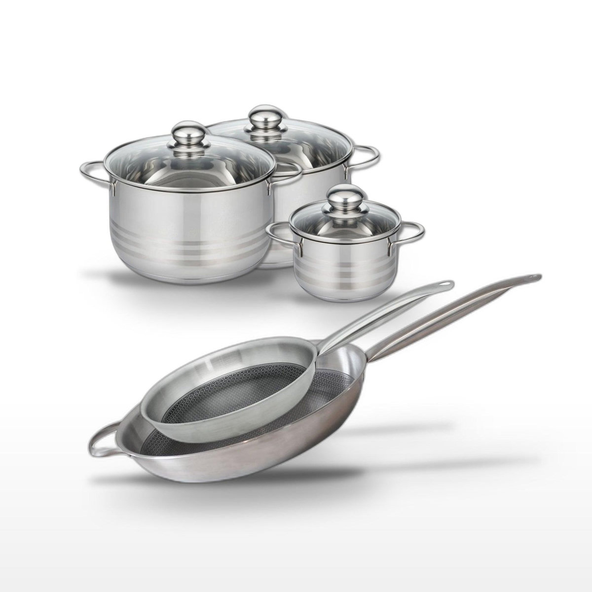 ELO Lot de Poêles 28/32 cm et Faitouts 14/20/24 cm Elo Relief Solution