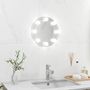 Voir la diapositive 3 : VIDAXL Miroir mural sans cadre avec lampes LED Rond Verre