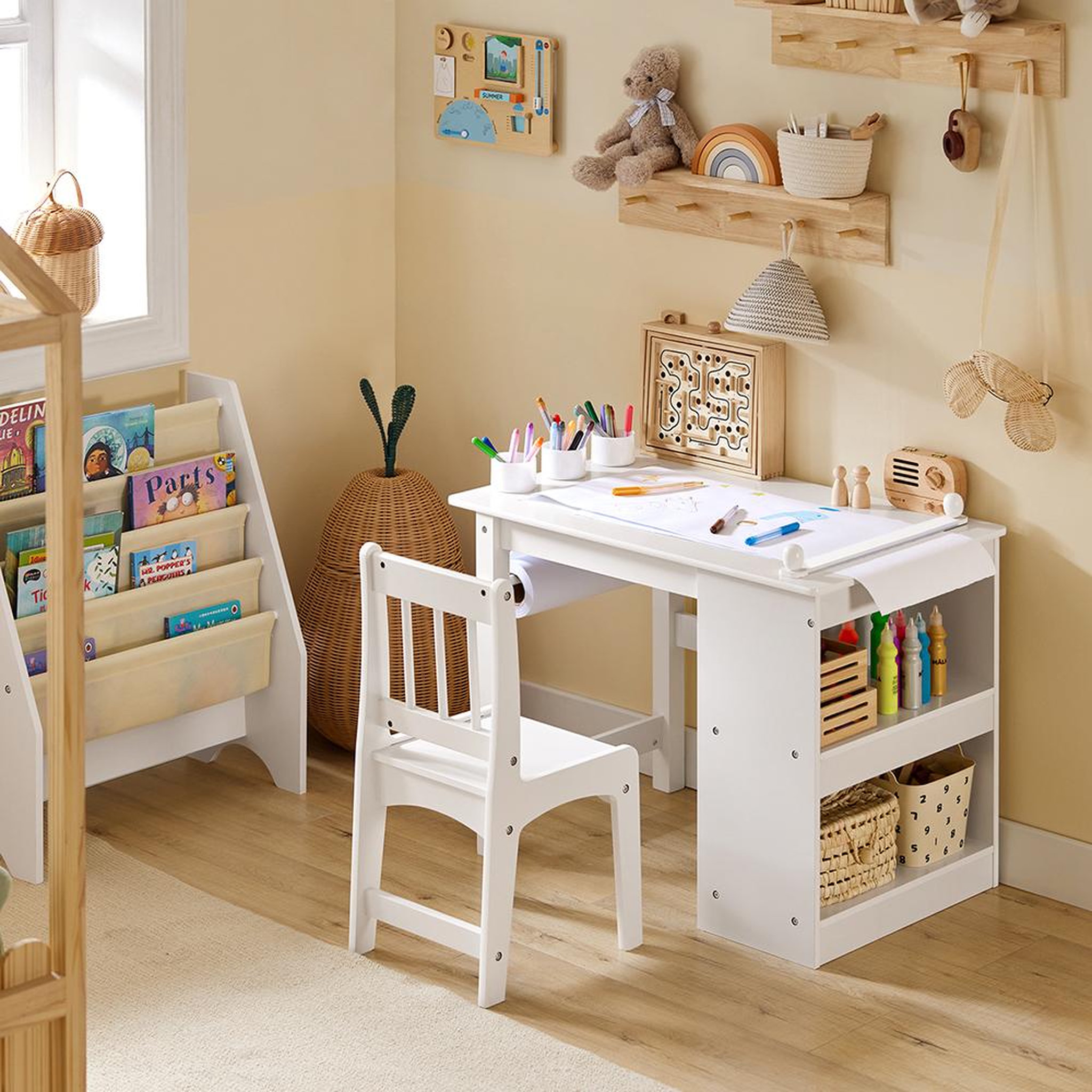 Voir la diapositive 4 : SOBUY SoBuy - Ensemble Table Et Chaise Enfant avec 2 étagères - Nordique - KMB60