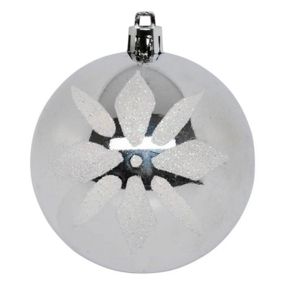 ATMOSPHERA Lot de 8 Boules de Noël  Maison des Couleurs  8cm Argent & Blanc