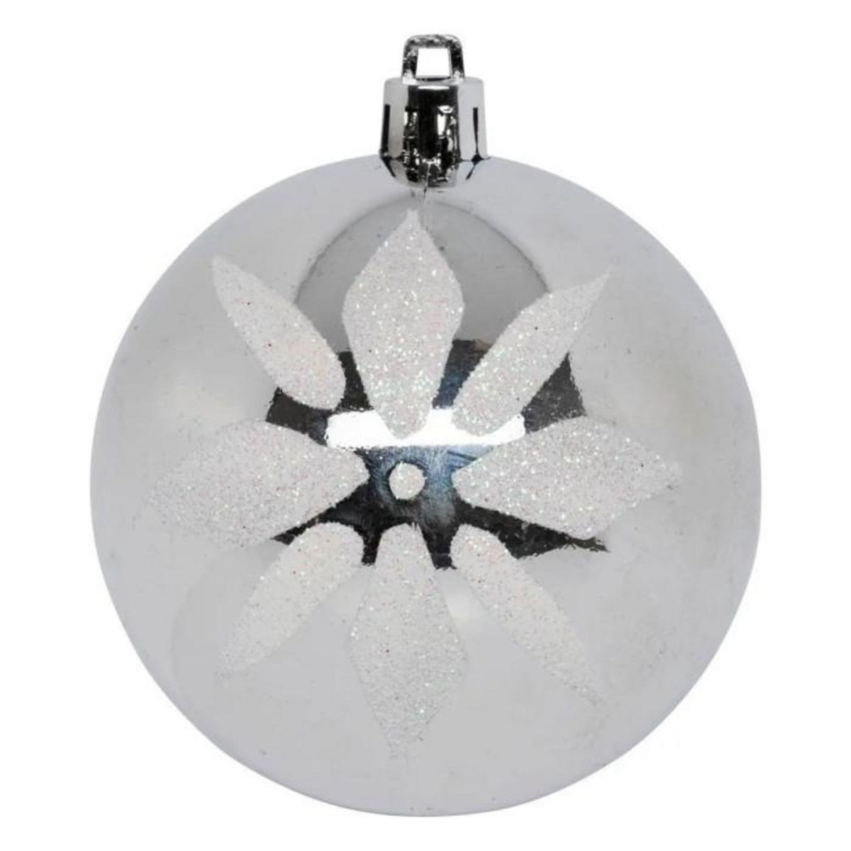 ATMOSPHERA Lot de 8 Boules de Noël  Maison des Couleurs  8cm Argent & Blanc
