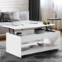 Voir la diapositive 2 : ID MARKET Table basse rectangulaire plateau relevable SOA bois blanc