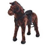 VIDAXL Jouet en peluche Cheval Marron foncé XXL