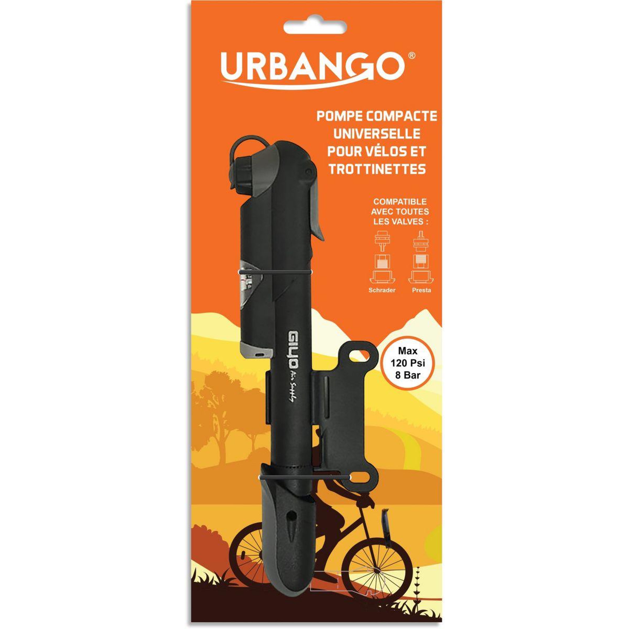 Voir la diapositive 2 : URBANGO Pompe à vélo Pompe compacte compatible Xiaomi
